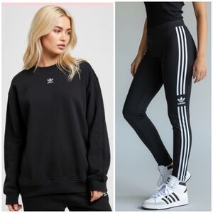 NWT 2 PC XL ADIDAS ORIGINAL OUTFIT SWEATSHIRT LEGGINGS TREFOIL OUTFIT WOMEN